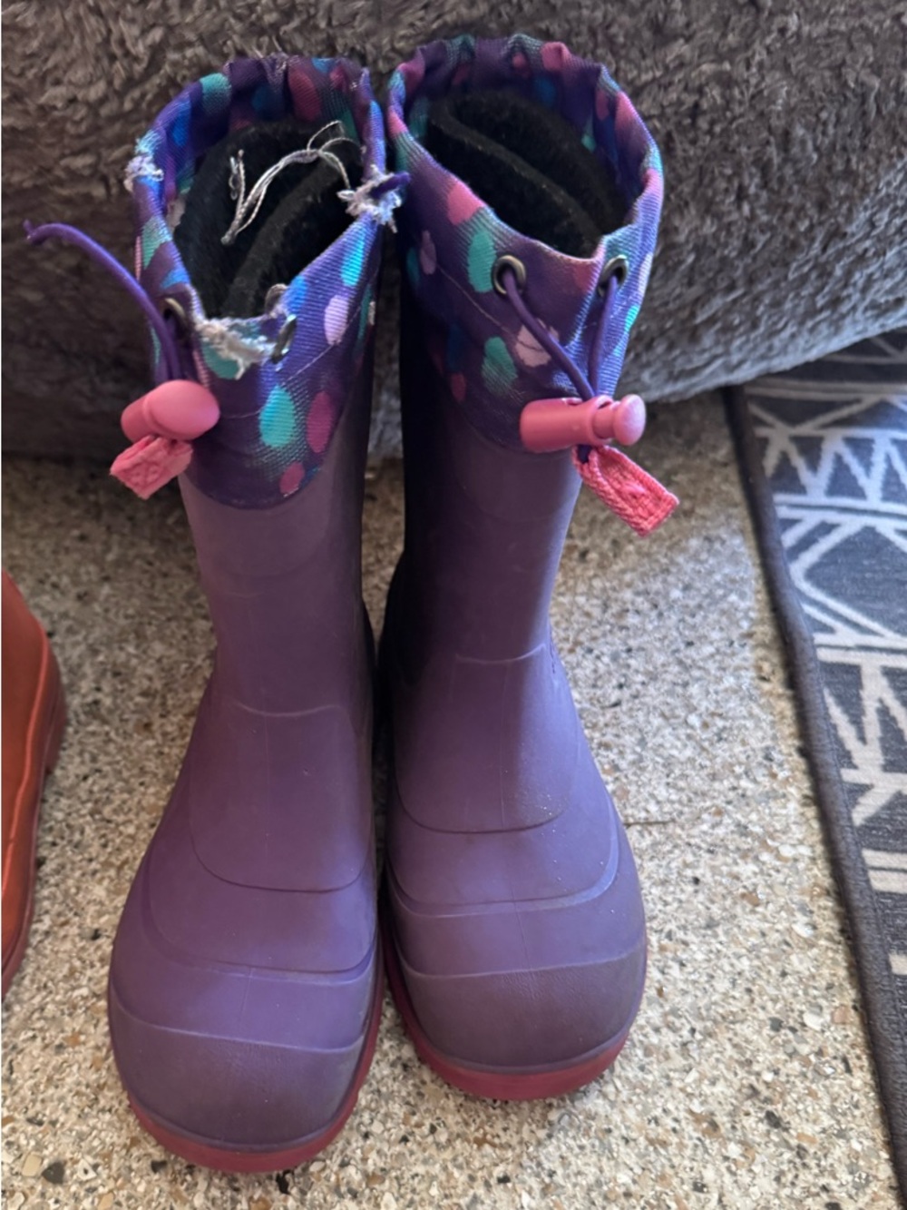 Kamik Snobuster Purple Kids' winter/Rain Boots with Multicolor Polka Cuff